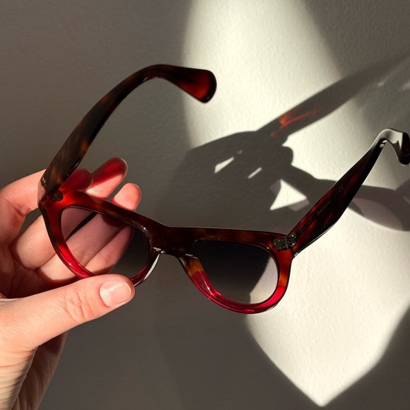 Celine Tortoiseshell Sunglasses with Red Accents - Picture 4 of 5